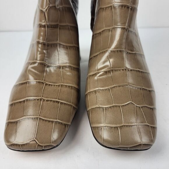 Sam Edelman Codie Croc Effect Leather Ankle Boots TAN/BROWN Size 9.5 M - Picture 7 of 10